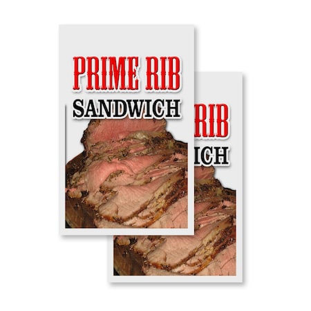 Signmission Prime Rib Sandwich, Vinyl Decals Only 24 Inch x 36 Inch, Vinyl Decal, 2PK DSB-2436-2PACK-Prime Rib Sandwich