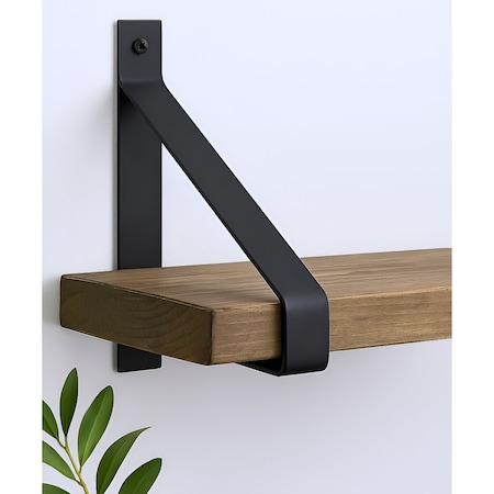 Homeroots 8" Set Of Two Black Metal Wall Mounted Shelf Brackets 634528