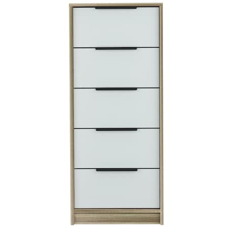 Homeroots 18" Brown And White Five Drawer Chest 477817