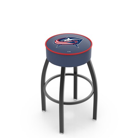 Holland Bar Stool Co 25" Columbus Blue Jackets Cushion Seat, Blk Wrnkl Base Swivel Bar Stool L8B125ColBlu