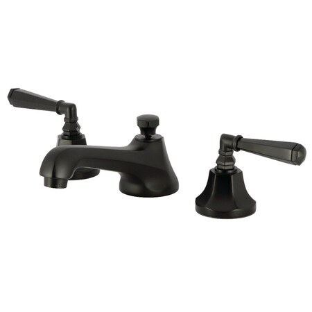 Kingston Brass Widespread Bathroom Faucet with Brass Pop-Up, Matte Black KS4460HL