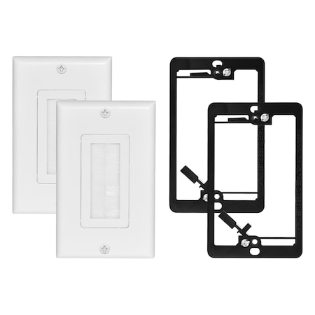 Newhouse Hardware White Brush Wall Plate and Mounting Brackets, 2PK BRPB-WH-02