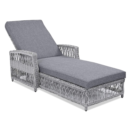 Homeroots 78" Gray Metal Outdoor Chaise Lounge with Gray Cushion 625684
