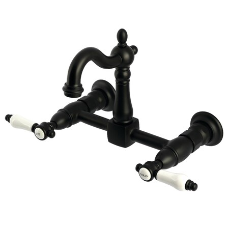 Kingston Brass Two-Handle Wall Mount Bridge Kitchen Faucet, Matte Black KS2440BPL