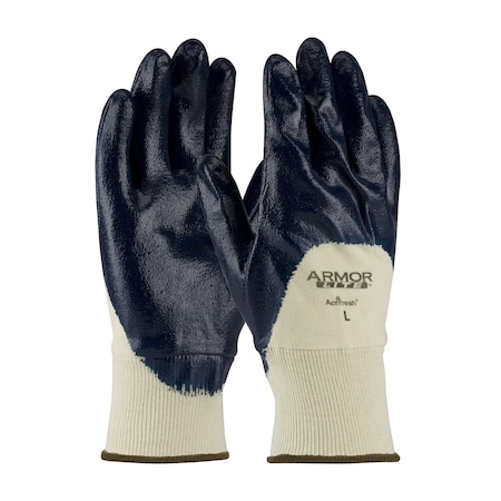 Atg Nitrile Dipped Glove w/Interlock Liner and Textured Finish on Palm, Fingers&Knuckles, Knit Wris, 12PK 9855