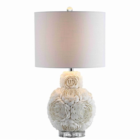 Jonathan Y Seashell Rosette 24" LED Table Lamp, Cream JYL1049A