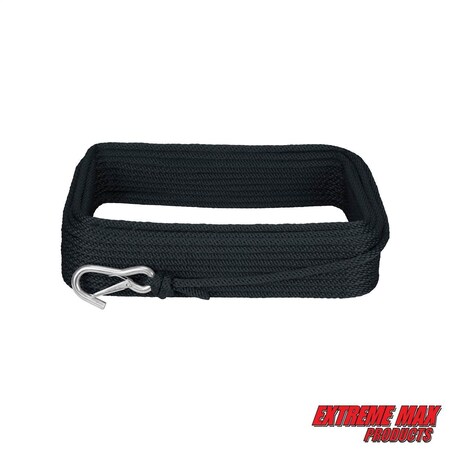 Extreme Max 3006.2036 BoatTector Solid Braid MFP Anchor Line with Snap Hook - 3/8" x 100', Black 3006.2036