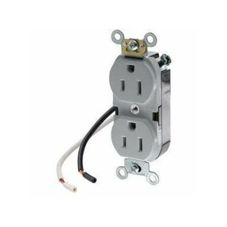 Leviton Leaded Dup 15A 125V Self-Gr Gry 5262-CGY
