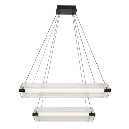 Euf Neoness, Chandelier, 8-Light, 34", Matte Black, Clear Glass 50054-022