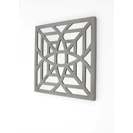 Homeroots 24" X 24" X 1" Gray Mirrored Square Wooden Wall Decor 274558