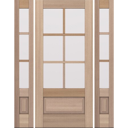 Doornmore G7506, 65.25" x 82" ( 36" Door + 2x12" Side) Right Hand, Mahogany SDL 6 Lite, 3/4 Lite Exterior Door G7506-SW-3680-G7503-SL_1-2_RI