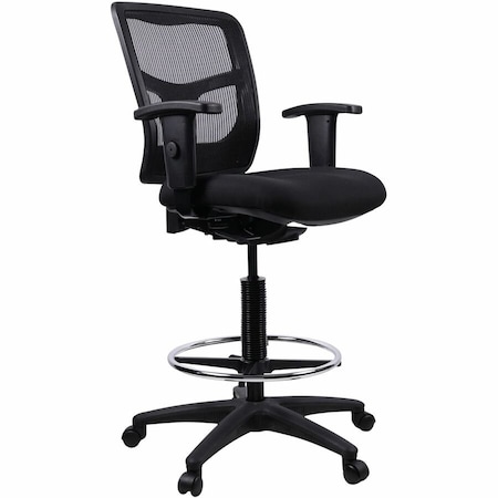 Lorell Ratchet Back Mesh Mid-Back Stool, Black LLR86801