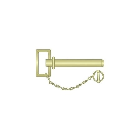 Huyett Hitch Pw/Lynch Pin & chain, SH, Zn Yelw, .75 Dia x 4.25 Eff L x 5 Shk L x .203 Hole Dia HPL-0750-4250S