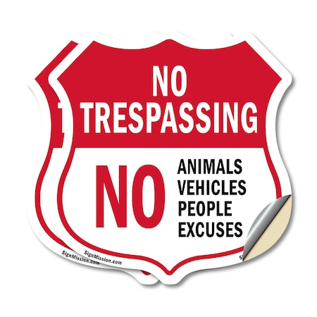 Signmission No Trespassing Shield Sign No Animals Ve, 4 inch X 4 inch, Vinyl Decal, 2PK SHI-D-2PACK-4-413