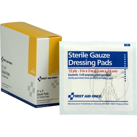 First Aid I211 Gauze Dressing Pads 3 x3 10/box I211