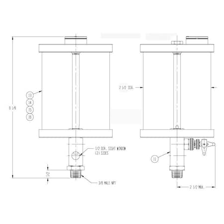 Oil-Rite Manual Oiler 5 Oz Pyrex 3/8 Male Npt 1 Feed - Small Windows YB4714-1