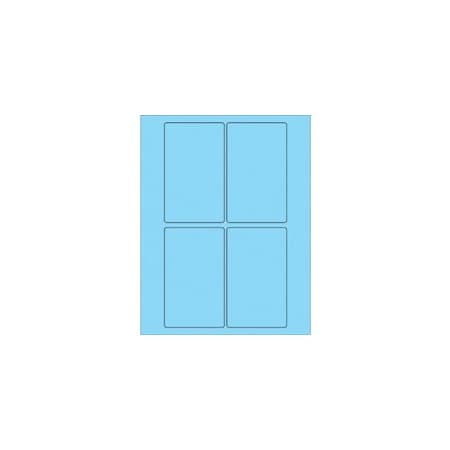 Bubblefast 3 x 5'' Fluorescent Pastel Blue Rectangle Laser Labels-4 Labels per Sheet BFLL175BE