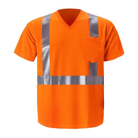 2W International Short Sleeve, Small, Orange, Class 2 TSBE103C-2 S