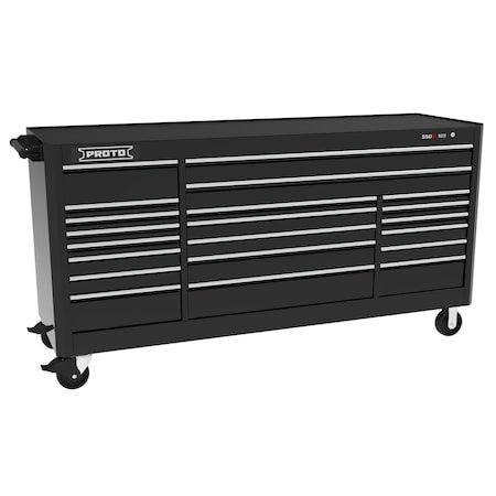 Proto 550 Series Rolling Tool Cabinet, 21 Drawer, Black, 88 in W x 27 in D x 46 in H J558846B-21BK