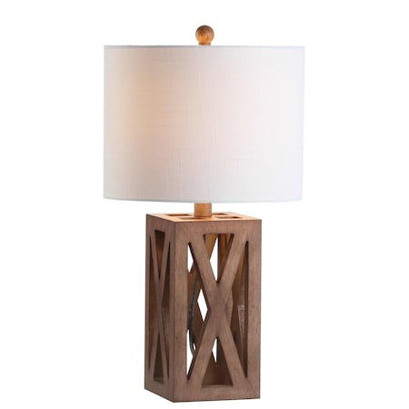 Jonathan Y Stewart 21.5" Farmhouse Wood LED Table Lamp, Brown JYL1062A