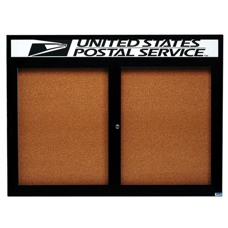 Aarco Enclosed Natural Pebble Grain Cork Bulletin Board w/ Header Bronze Anodized Al Frame, 36''Hx48''W DCC3648RHBA