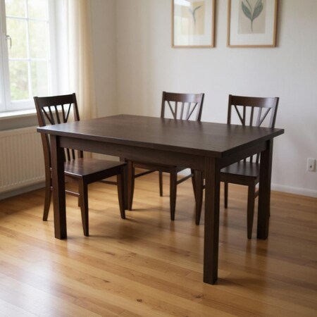 Homeroots 48" Dark Brown Solid Wood Dining Table 548865