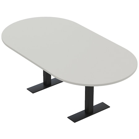 Skutchi Designs 6 Person Conference Table With Power Unit | 7' Racetrack Table | Harmony Series HAR-RAC-48X84-T.BK-U779-NA