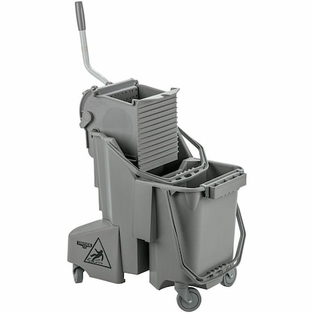 Unger 8 gal CLEANERx Dual Bucket Side Press Mop Bucket and Wringer, Gray, Polypropylene COMBG