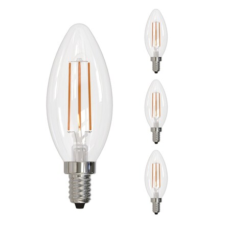 Bulbrite LED Filament, 4 Watt Dimmable B11 Light Bulb, Clear Glass Finish, E12 Base, 4000K, 300 Lumens, 4PK 862306