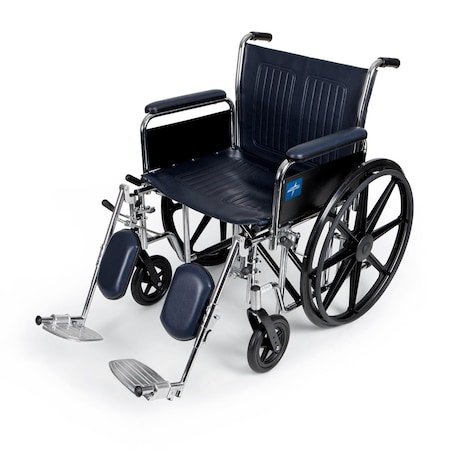 Medline Excel Extra-Wide Wheelchair, 20in Seat, Removable Full-Length Arms, Elevating Leg Rests MDS806750FLA