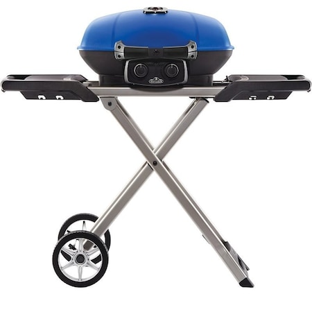 Napoleon TRAVELQ 285X Series Portable Gas Grill with Scissor Cart, 12,000 Btu, Liquid Propane, 2-Burner, Blue TQ285X-BL-1
