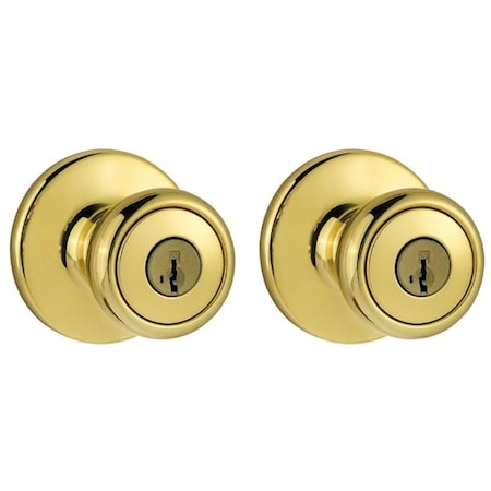 Kwikset Deadbolt and Entry Lockset, 3 Grade, Keyed Alike Key, Polished Brass, 238 x 234 in Backset 243T3CP6ALK2