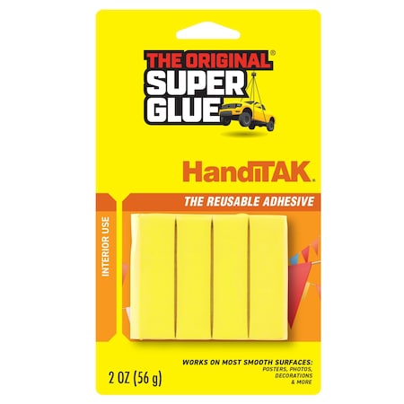 Super Glue Mounting Putty, 1 oz Container Size, Strips, HandiTak, Yellow HT-12