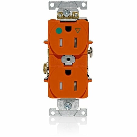 Leviton IG Dup Rec 15A 125V TR/HG Org T8200-IG
