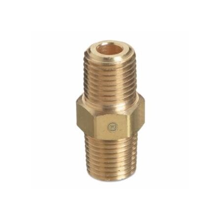 Western Enterprises Pipe Thread Hex Nipples, 3000 PSIG, Brass, 1/8 in NPT Male, 25PK 312-B-2HP