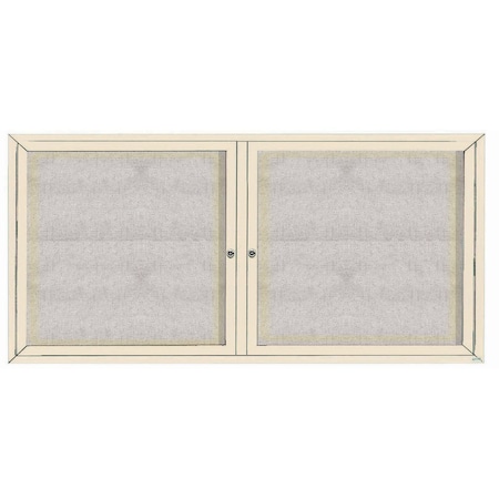 Aarco Outdoor Illuminated Enclosed Bulletin Board w/ Al Frame, Powder Coated Ivory, 36''Hx72''W ODCC3672RIIV