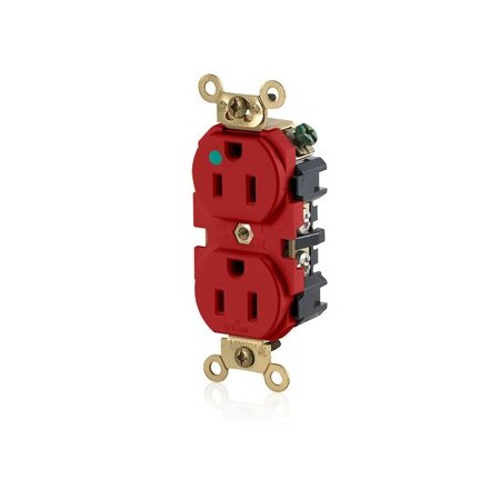 Leviton Hospital Grade Wide Body Duplex MRI Receptacle, 15 Amp, 125 Volt MRI82-R