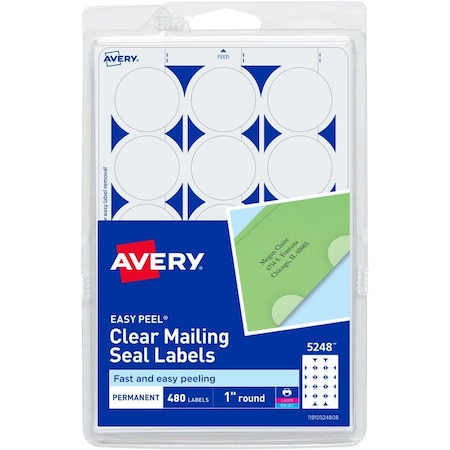 Avery Mailing Seals, Permanent Adhesive, PK480 05248