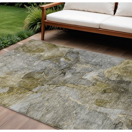 Homeroots 9' X 12' Taupe Brown And Gray Abstract Washable Indoor Outdoor Area Rug 581783
