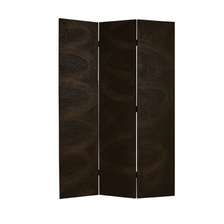 Homeroots 72" Black Canvas Folding Three Panel Screen Room Divider 274898