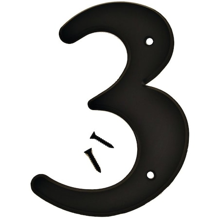 Hy-Ko Number House 3 Plastic 6In Blk 30203