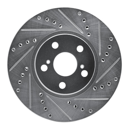 Dynamic Friction Co DFC Brake Rotor - Drilled and Slotted - Silver 631-76068R