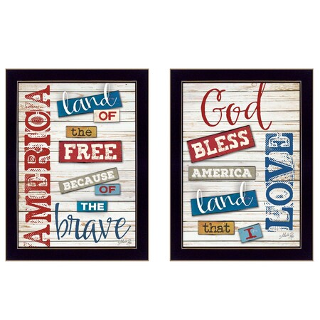 Set Of Two American 2 Black Framed Print Wall Art, 2PK