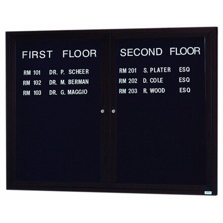 Aarco Outdoor Enclosed Directory w/ Al Frame, Bronze Anodized, Letter Panel is Black Vinyl, 48''Hx60''W OADC4860BA