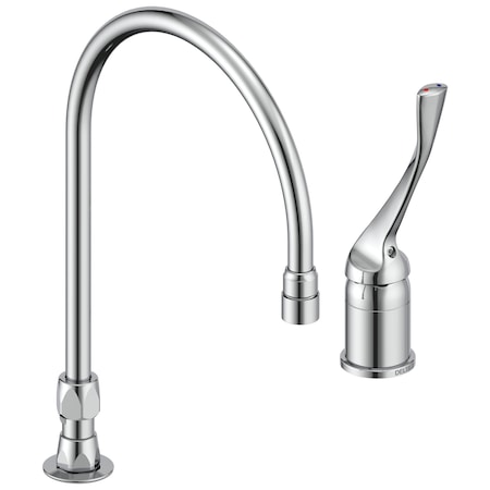 Delta Commercial 24T2 Single Control Mixing Faucet With Gooseneck Spout - Less Pop-Up In Chrome 24T2643-R7