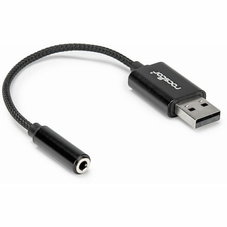 Rocstor USB TYPE-A TO 3.5 MM HEADPHONE JACK ADAPTER - ALUMINUM - BLACK Y10A346-B1