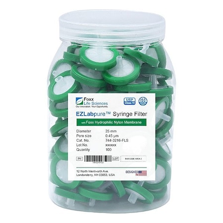 Foxx Life Sciences Syringe Filters, PK100 744-3216-FLS