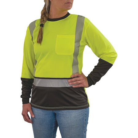 Ergodyne 3XL Lime Class 2 Hi-Vis Long Sleeve Shirt Womens 8278BK
