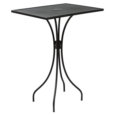 Bfm Seating Barnegat Bar Height Table 24x32 E-Coated, Powder Coated Micro-Mesh Steel - Black - Umbrella hole SU2432BL-T