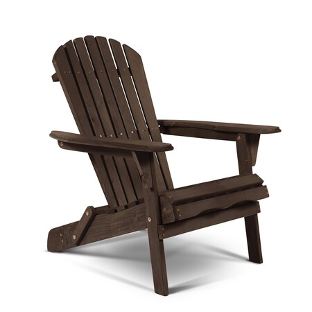 Homeroots 32" Dark Brown and Natural Wood Solid Wood Outdoor Adirondack Chair 558550